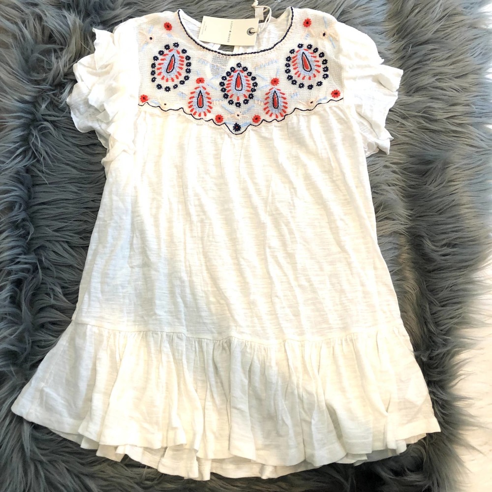 nwt lucky brand boho embroidered ruffle top size extra small XS